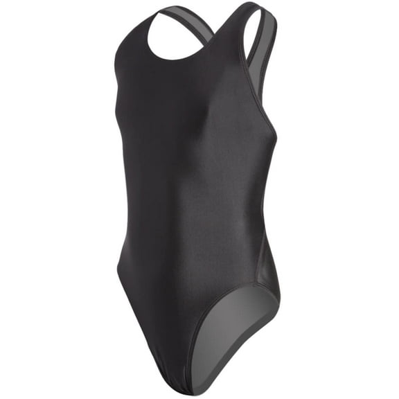 iSwim Essential Solid Wide Strap One Piece Swimsuit, High Cut, Unpadded, Athletic (Women’s)