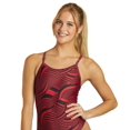 thumbnail image 1 of iSwim Swirl Thin Strap One Piece Swimsuit, High Cut, Unpadded, Athletic (Women’s), 1 of 10