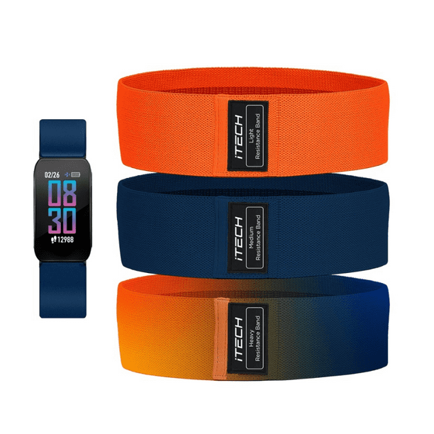 iTECH Active Navy Fitness Tracker Bundle with Orange, Navy, Orange/Navy