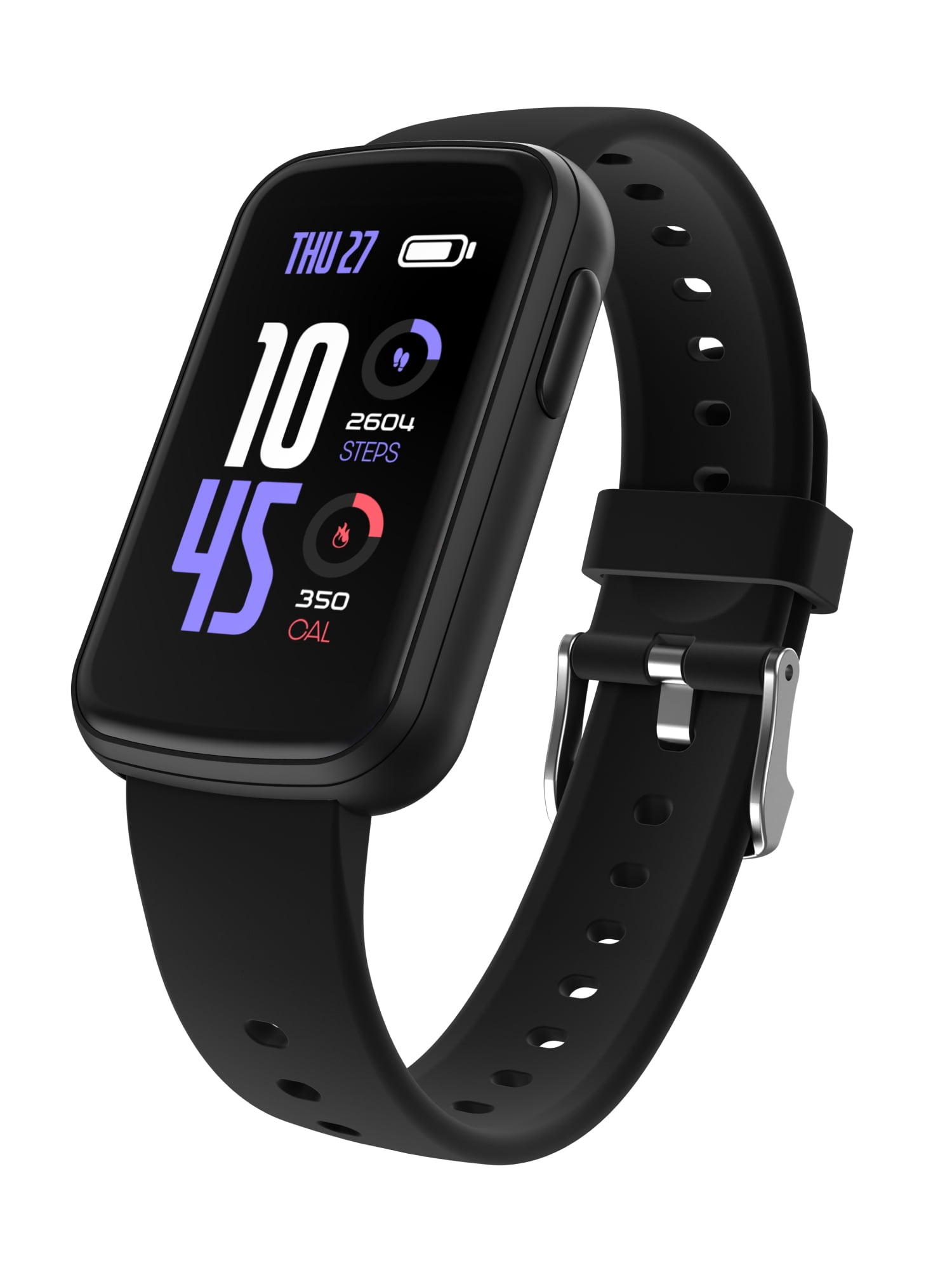 iTech Active 4 Unisex Adult Smartwatch Fitness Tracker, Black, Silicone Strap