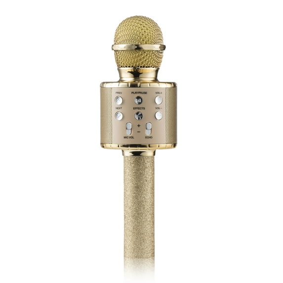 iTech Audio Bluetooth Wireless Speaker + Karaoke Microphone USB Portable Speaker Machine Birthday Home Party For All Smartphone (Gold)