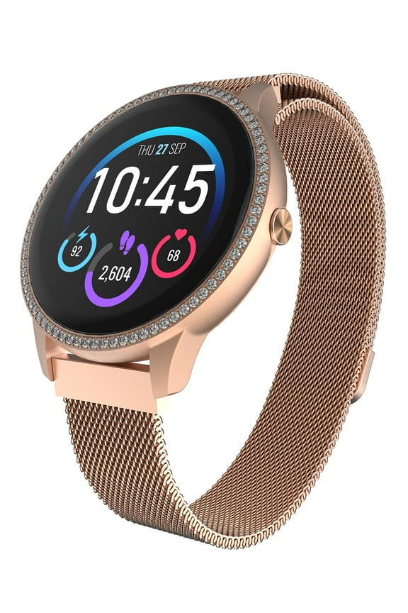 Elite 3 Unisex Adult Round Smart Watch, Rose Gold, Silicone Strap