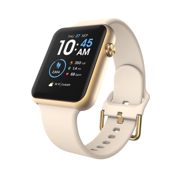 Fusion 3 Unisex Adult Rectangular Smart Watch, Beige, Silicone Strap
