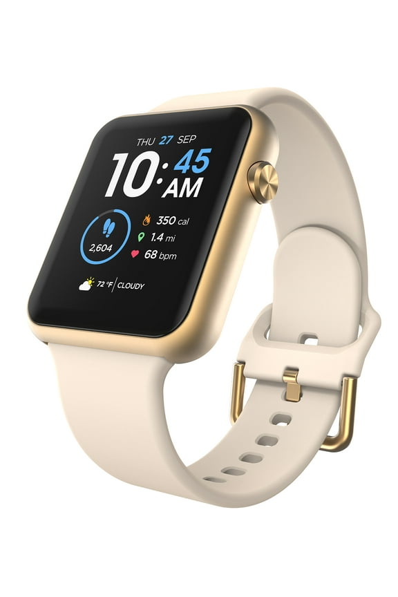 Fusion 3 Unisex Adult Rectangular Smart Watch, Beige, Silicone Strap