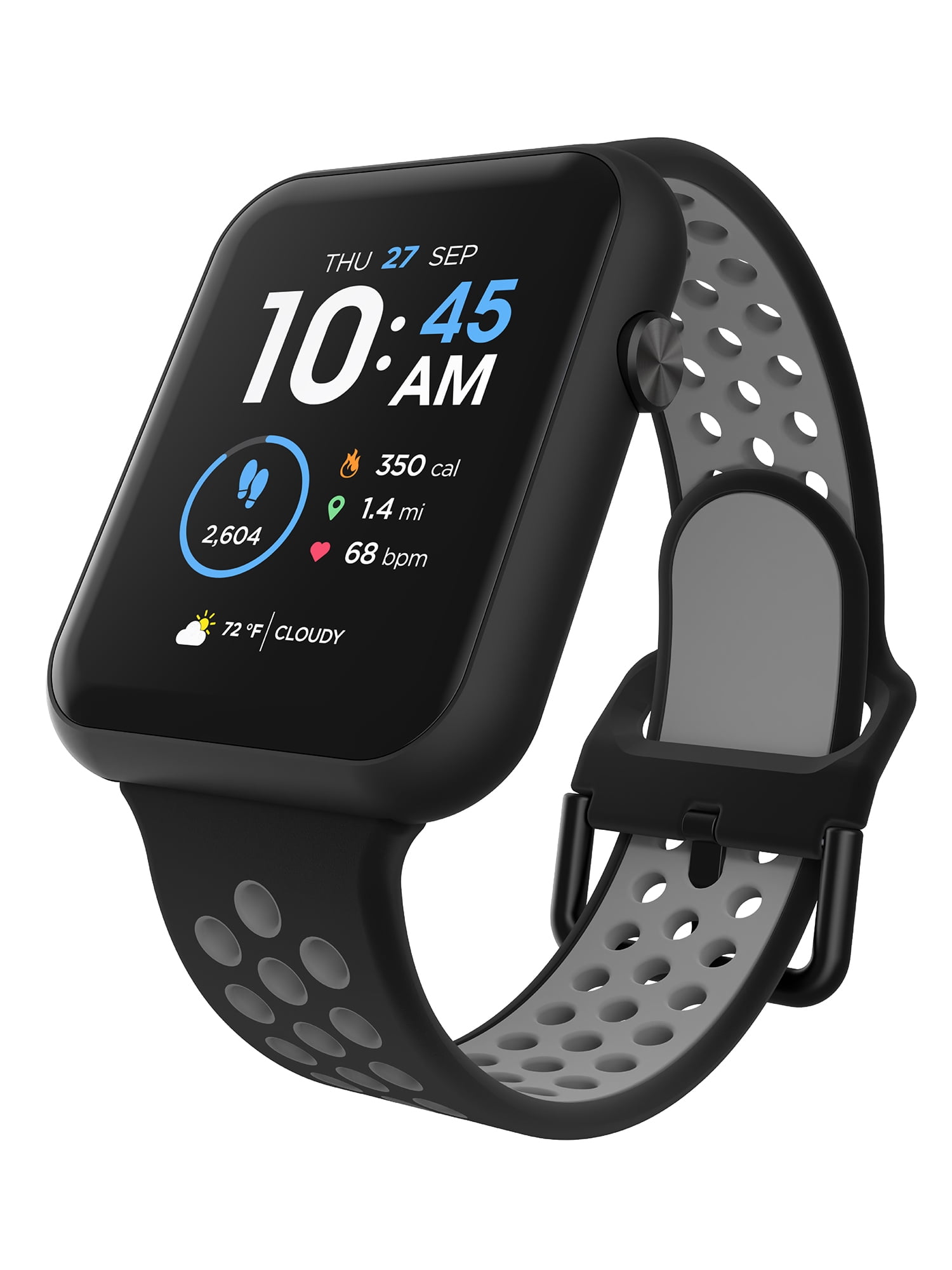 iTech Fusion 3 Unisex Adult Rectangular Smart Watch, Black/Grey