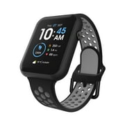 Fusion 3 Unisex Adult Rectangular Smart Watch, Black/Grey, Perforated Strap