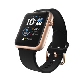 iTech Fusion 3 Unisex Adult Rectangular Smart Watch, Black, Silicone Strap