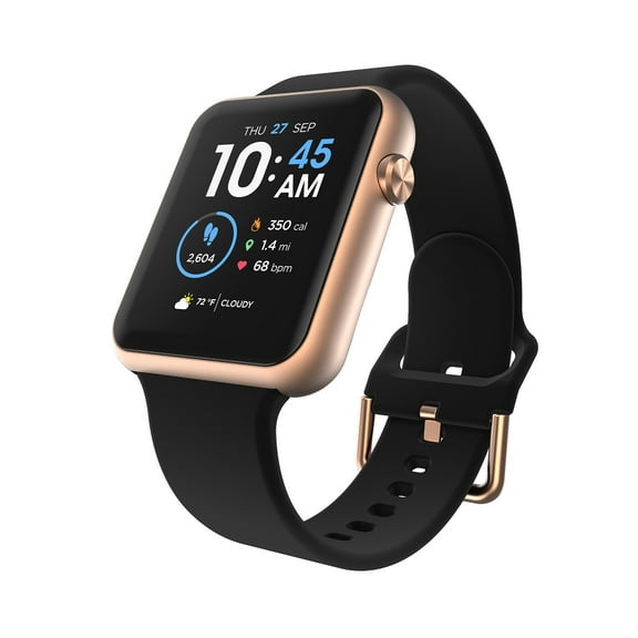 iTech Fusion 3 Unisex Adult Rectangular Smart Watch, Black, Silicone Strap