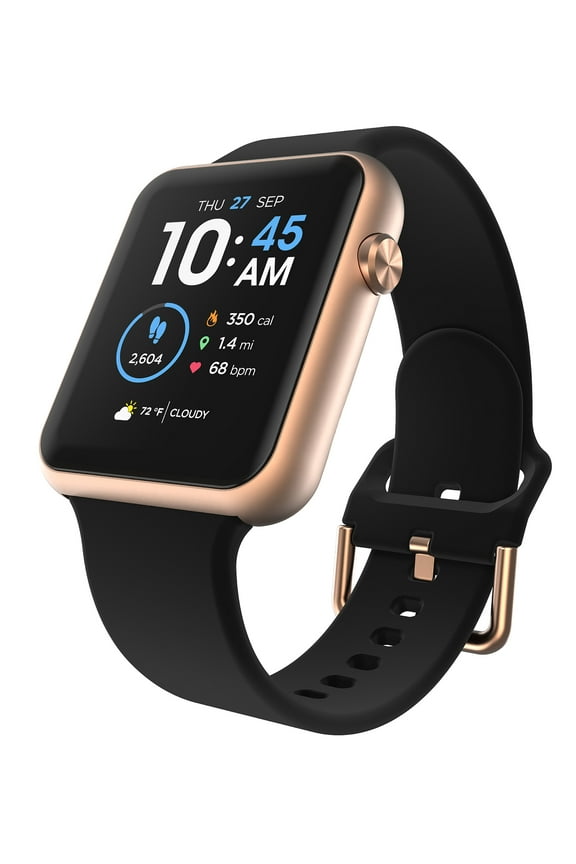 Fusion 3 Unisex Adult Rectangular Smart Watch, Black, Silicone Strap