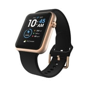 iTech Fusion 3 Unisex Adult Rectangular Smart Watch, Black, Silicone Strap