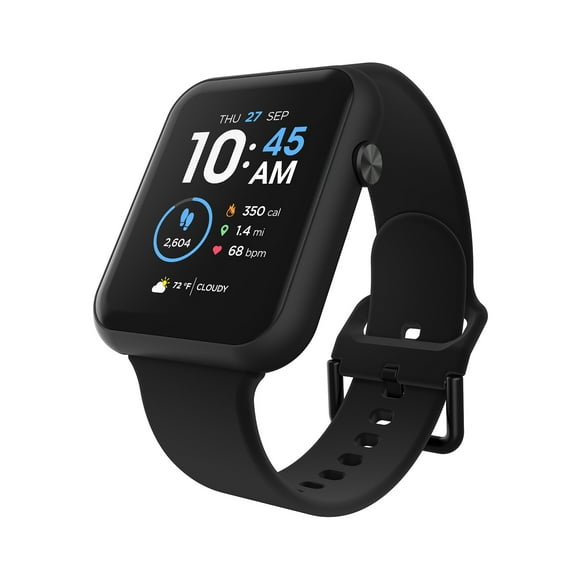 iTech Fusion 3 Unisex Adult Rectangular Smart Watch, Black, Silicone Strap