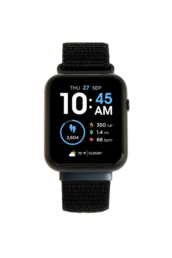 Fusion 3 Unisex Adult Rectangular Smart Watch, Black, Stretch Sports Band