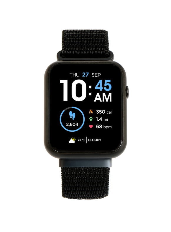 Fusion 3 Unisex Adult Rectangular Smart Watch, Black, Stretch Sports Band