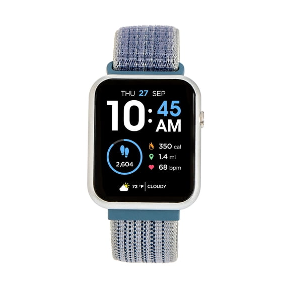 iTech Fusion 3 Unisex Adult Rectangular Smart Watch, Blue, Grey, Stretch Sports Band