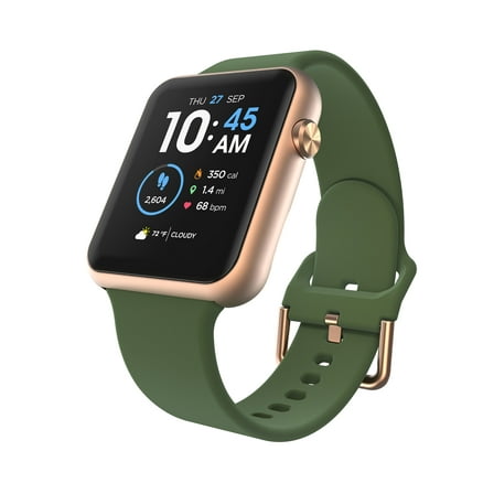 iTech Fusion 3 Unisex Adult Rectangular Smart Watch, Green, Silicone Strap