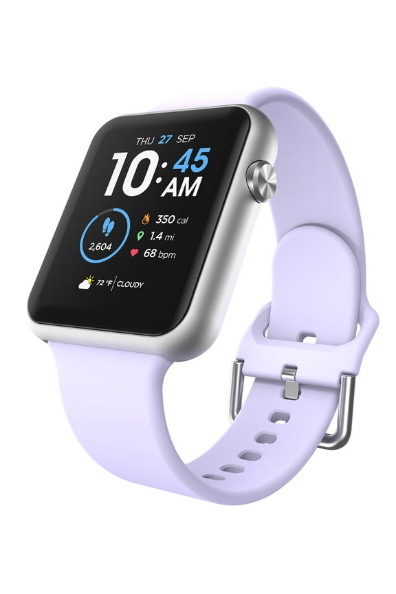 Fusion 3 Unisex Adult Rectangular Smart Watch, Lilac, Silicone Strap