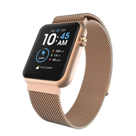 iTech Fusion 3 Unisex Adult Rectangular Smart Watch, Rose Gold, Mesh