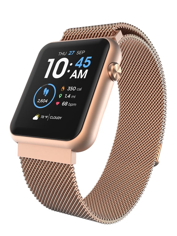 Fusion 3 Unisex Adult Rectangular Smart Watch, Rose Gold, Mesh