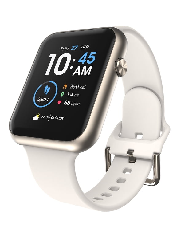 Fusion 3 Unisex Adult Rectangular Smart Watch, Titanium, Silicone Strap