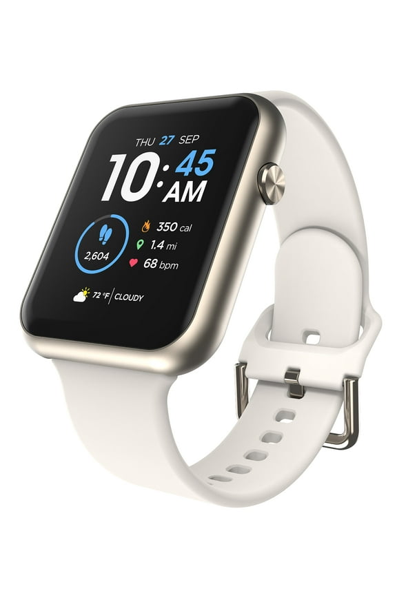 Fusion 3 Unisex Adult Rectangular Smart Watch, Titanium, Silicone Strap