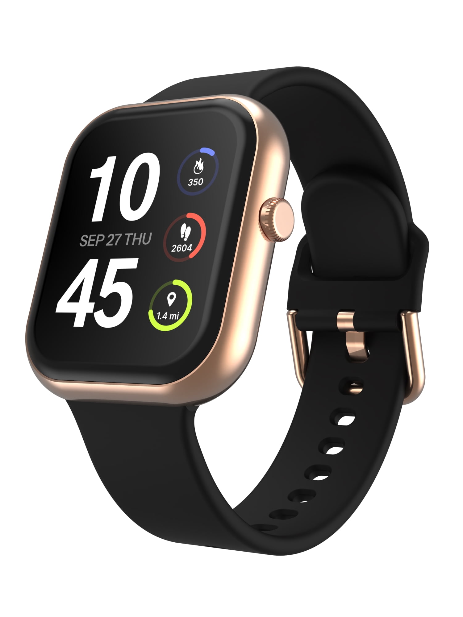 iTech Fusion 4 Unisex Adult Rectangular Smart Watch, Black, Silicone Strap