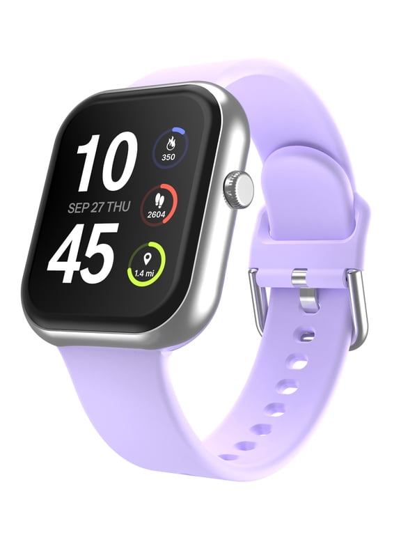 Fusion 4 Unisex Adult Rectangular Smart Watch, Lilac, Silicone Strap