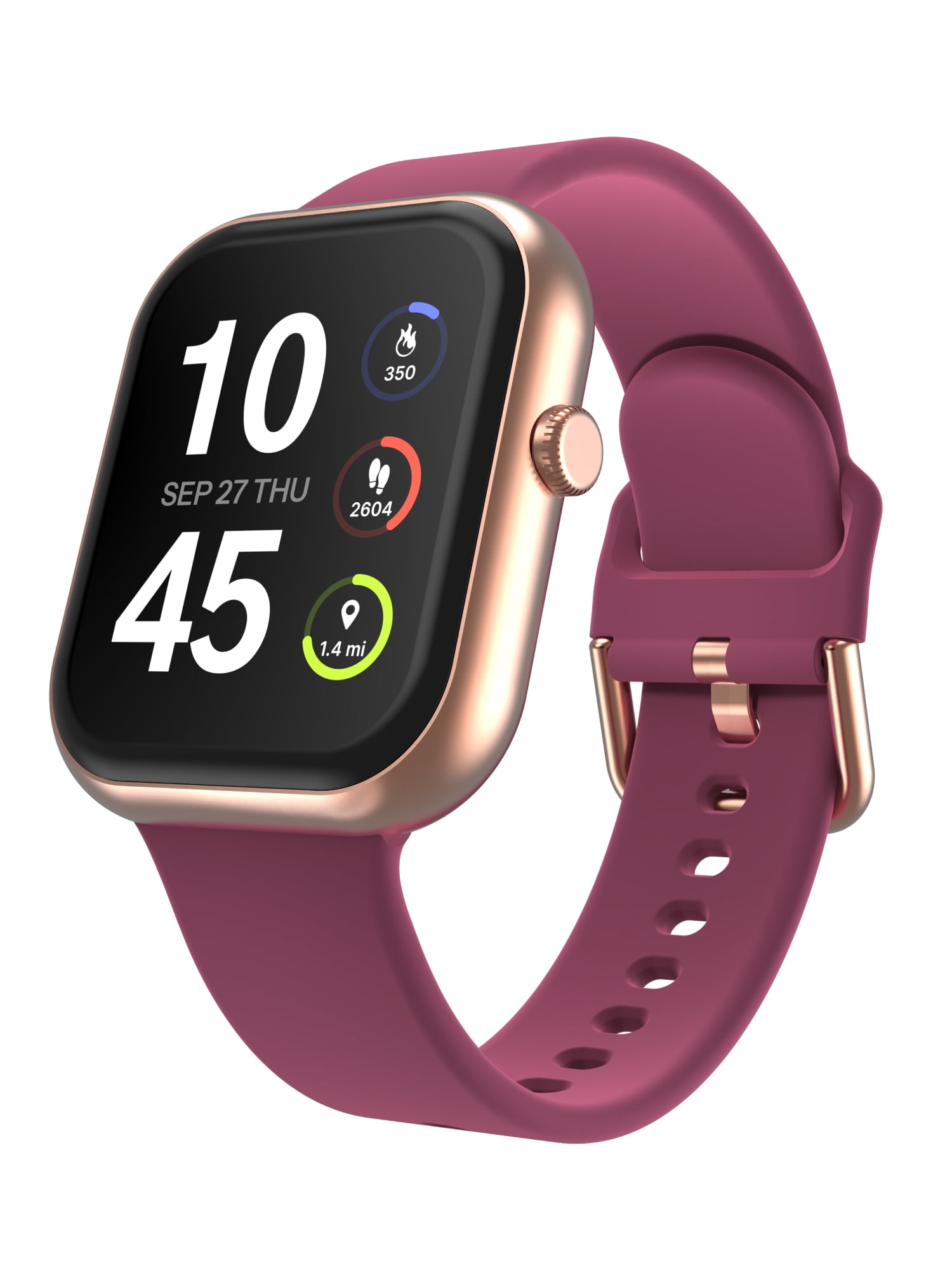 iTech Fusion 4 Unisex Adult Rectangular Smart Watch, Merlot, Silicone Strap
