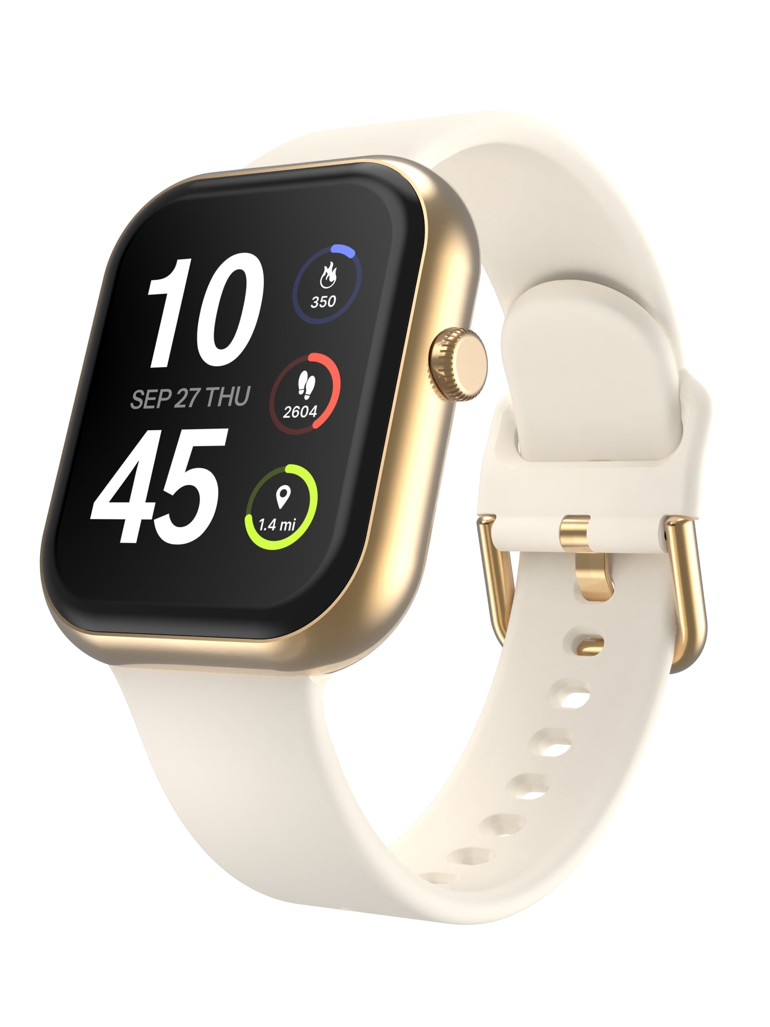 iTech Fusion 4 Unisex Adult Rectangular Smart Watch, Ivory, Silicone Strap