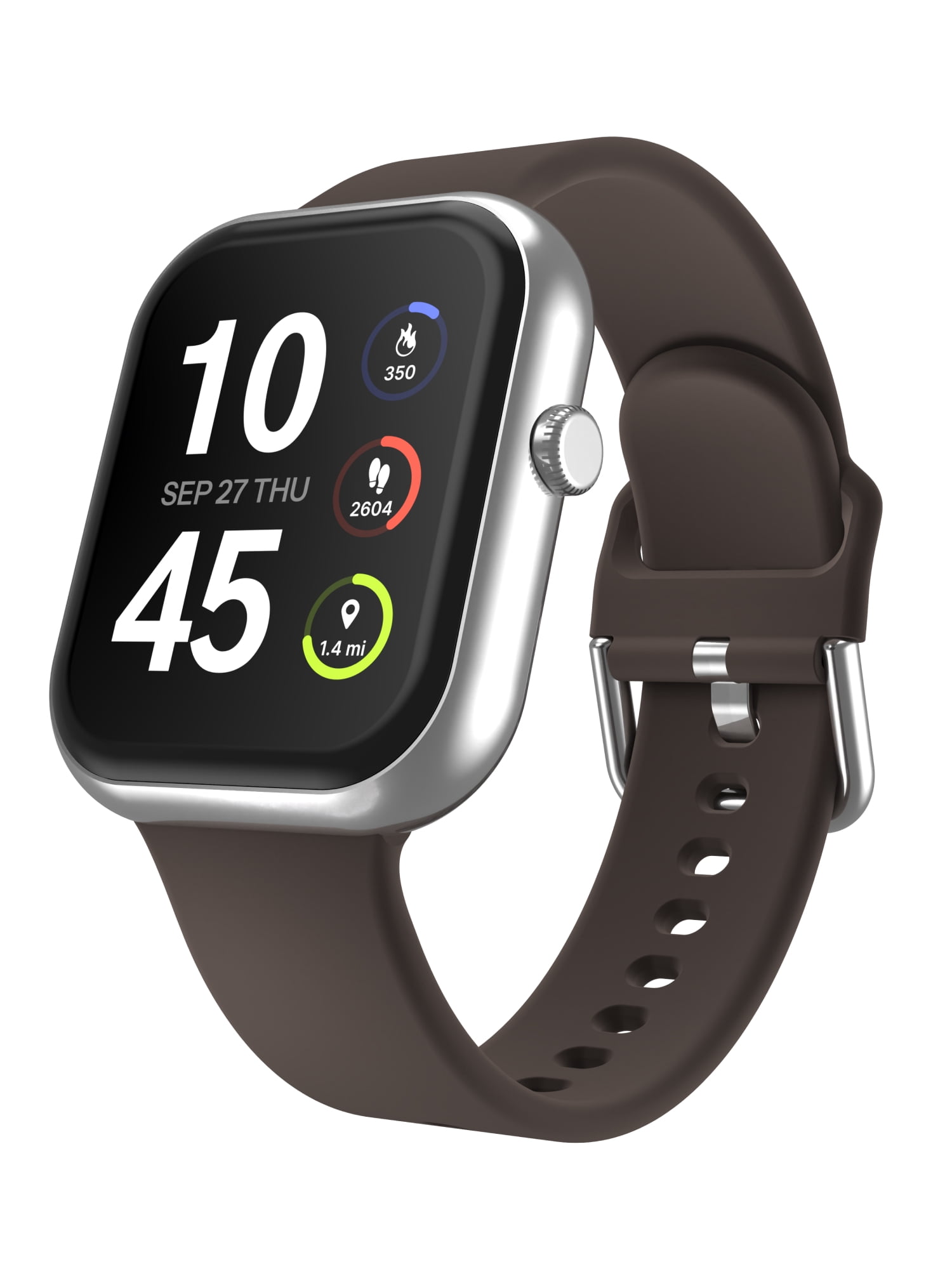 iTech Fusion 4 Unisex Adult Rectangular Smart Watch, Mocha, Silicone Strap