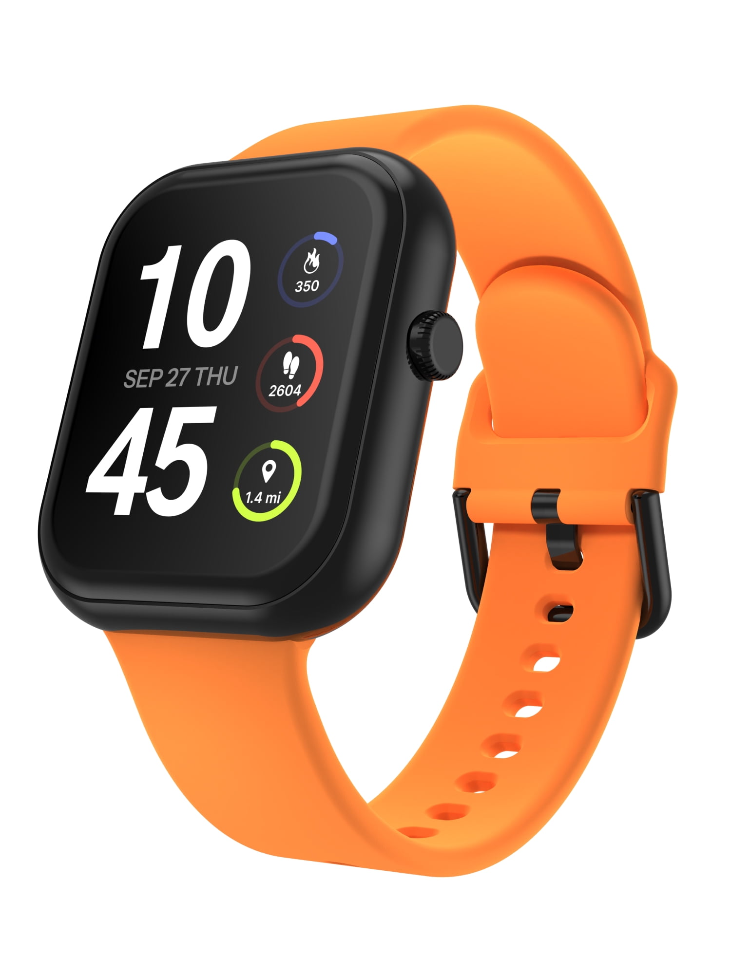 iTech Fusion 4 Unisex Adult Rectangular Smart Watch, Orange, Silicone Strap