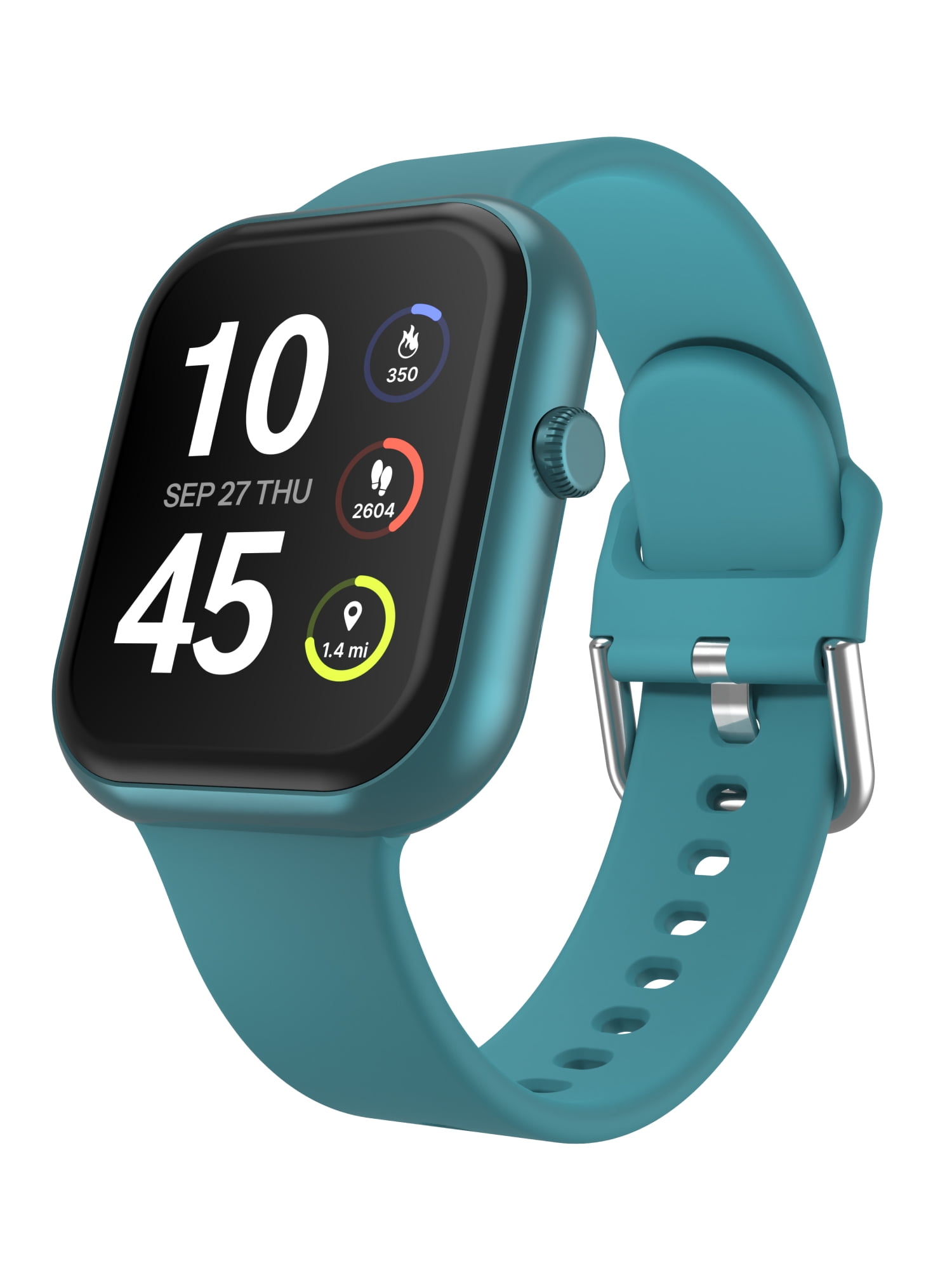 iTech Fusion 4 Unisex Adult Rectangular Smart Watch, Teal, Teal Silicone Strap