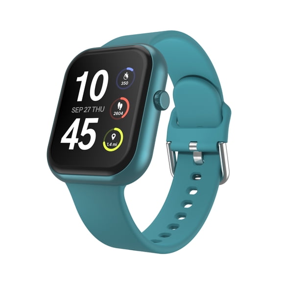 iTech Fusion 4 Unisex Adult Rectangular Smart Watch, Teal, Teal Silicone Strap