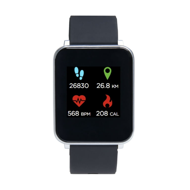 iTech Fusion Silicone Strap Smart Watch Color Black Silver
