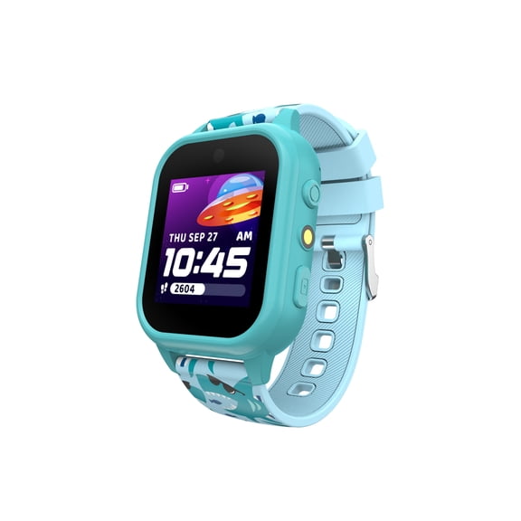 iTech Jr. 4 Kids Boys' Smartwatch with Camera, Audiobooks, and Games – Blue Case with Blue Pattern Strap