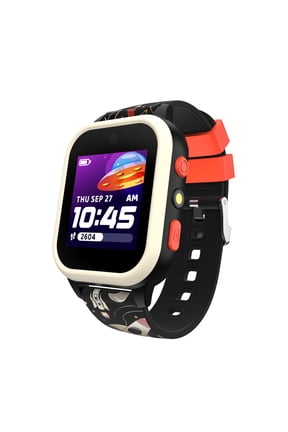 iTech Jr. 4 Kids Boys' Smartwatch with Camera, Audiobooks, and Games – Gray Case with Black Space Pattern Strap