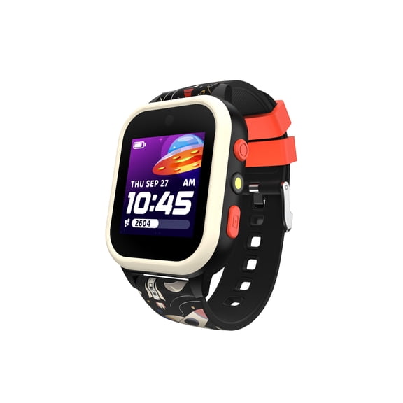 iTech Jr. 4 Kids Boys' Smartwatch with Camera, Audiobooks, and Games – Gray Case with Black Space Pattern Strap
