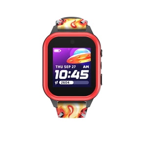 iTech Jr. 4 Kids Boys' Smartwatch with Camera, Audiobooks, and Games – Gray Case with Gray-Black Red Flame Strap