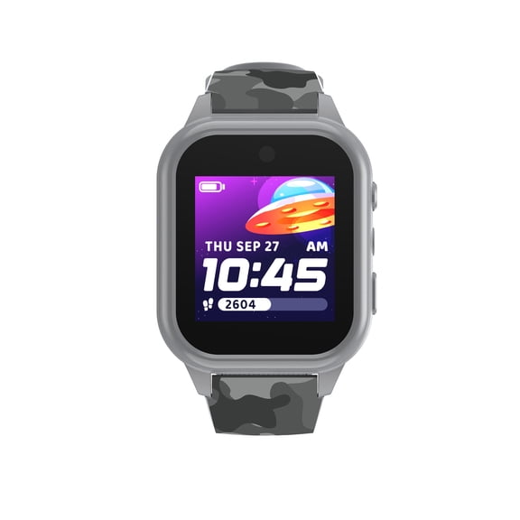 iTech Jr. 4 Kids Boys' Smartwatch with Camera, Audiobooks, and Games – Gray Case with Gray-Brown Camo Strap