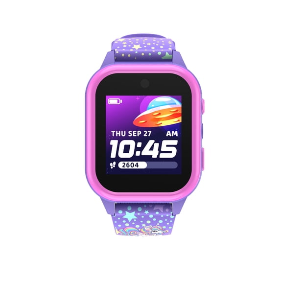 iTech Jr. 4 Kids Girls' Smartwatch with Camera, Audiobooks, and Games – Purple-Fuchsia Case with Purple-Fuchsia Unicorn-Star Strap