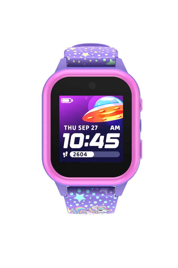 iTech Jr. 4 Kids Girls' Smartwatch with Camera, Audiobooks, and Games – Purple-Fuchsia Case with Purple-Fuchsia Unicorn-Star Strap