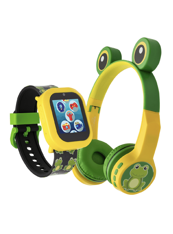 iTech Jr Kids Boys Frog Smartwatch with On Ear Light up Bluetooth Headphones
