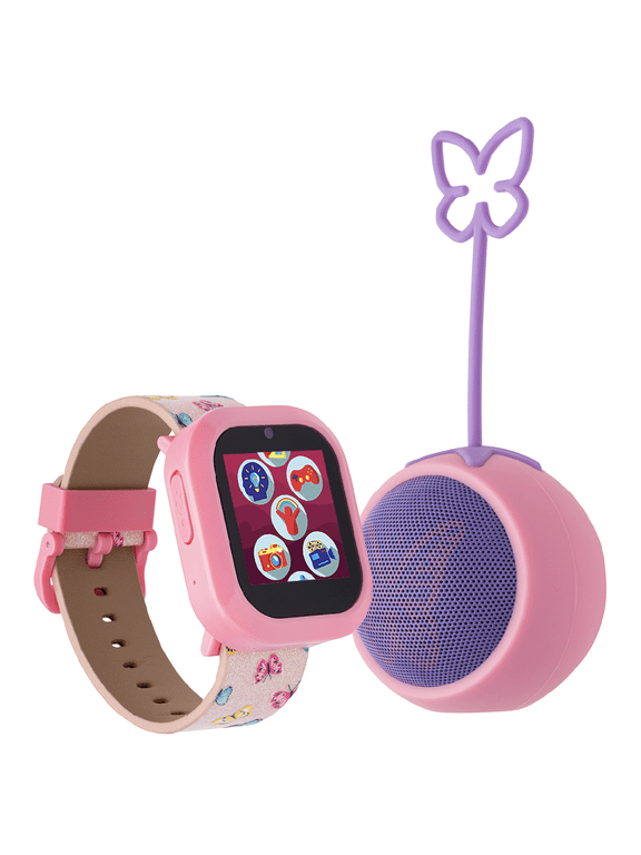 iTech Jr Kids Girls Butterfly Silicone Strap Smartwatch and LED Bluetooth Speaker