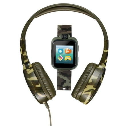 iTech Junior Boys Headphones & Smartwatch Set - Green Camouflage 9196M-40-X53