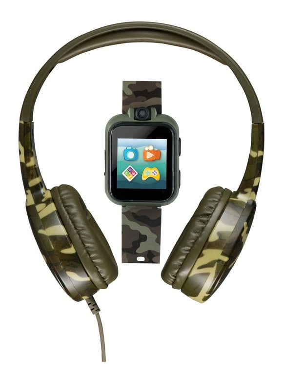 iTech Junior Boys Headphones & Smartwatch Set - Green Camouflage 9196M-40-X53