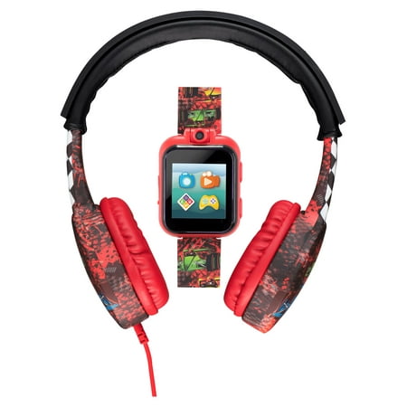 iTech Junior Boys Headphones & Smartwatch Set - Red Racing Print 900293M-40-R01