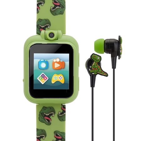 iTech Junior Children's Boys Earbuds & Smartwatch Set - Green Dinosaur Print 900222M-40-G25