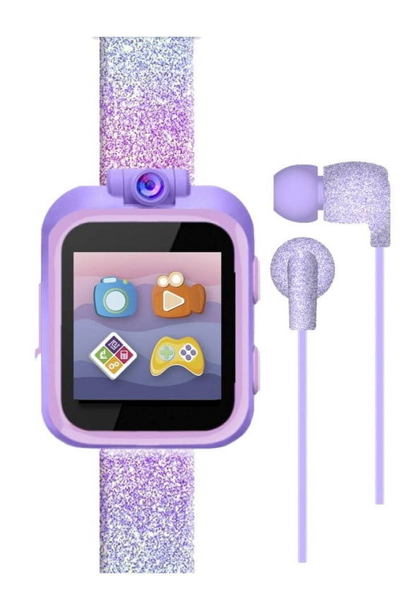 Children's Girls Earbuds & Smartwatch Set - Purple Ombre Glitter