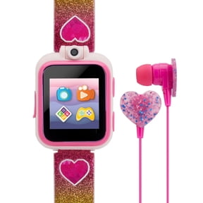 iTech Junior Children's Girls Earbuds & Smartwatch Set - Rainbow Glitter Heart 900145M-40-RAI