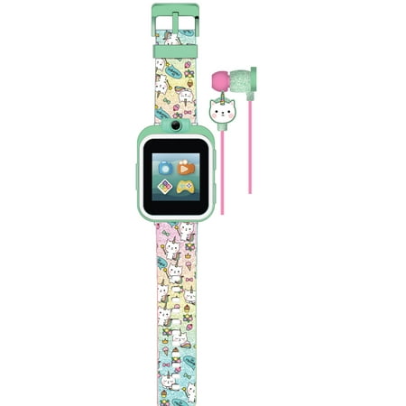 iTech Junior Children's Unisex Earbuds & Smartwatch Set - Cat Print 900408M-40-F01