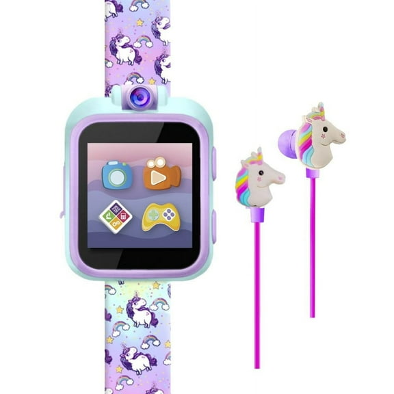 iTech Junior Girls Earbuds & Smartwatch Set - Purple Ombre Unicorn Print 900229M-40-TDP